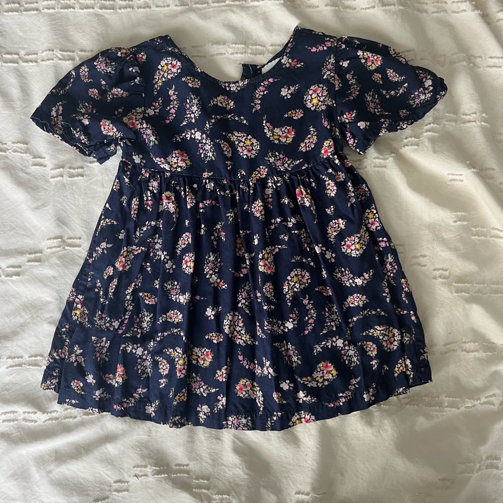 Navy Floral Puff-Sleeve Baby Doll shirt